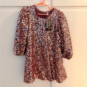 Sequin Dress with Puff Sleeves
